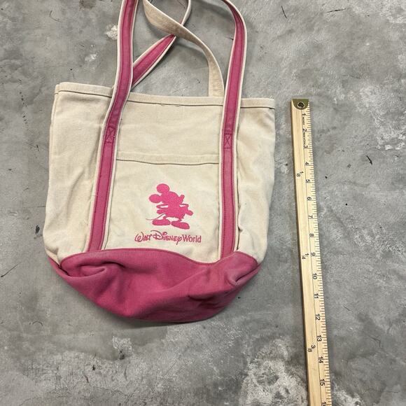 Vintage Walt Disney World | Mickey Mouse Canvas Tote Bag Pink Girl - Picture 2 of 7